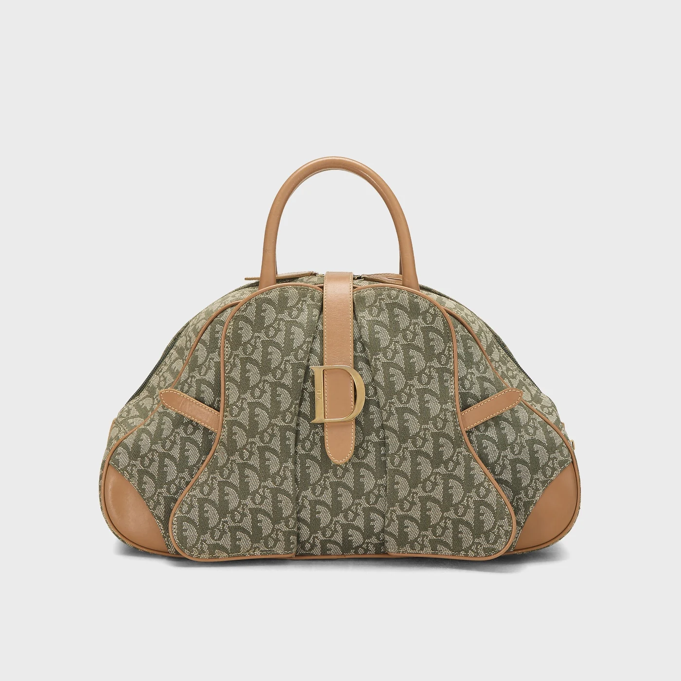 Christian Dior Double Saddle Bowler Bag - Green / Brown